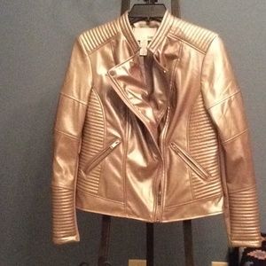 Bar III Leather Like Quilted Jacket